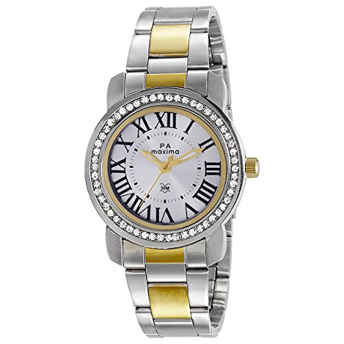 Maxima Stainless Steel Analog Silver Dial Women Watch-43010Cmlt, Multi-Color Band