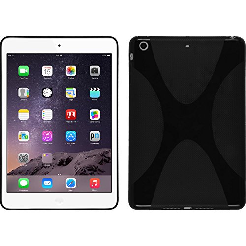 PhoneNatic Case für Apple iPad Mini 3 2 1 Hülle Silikon schwarz X-Style Cover iPad Mini 3 2 1 Tasche + 2 Schutzfolien