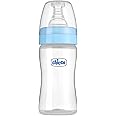 Chicco Feed Easy Anti-Colic Feeding Bottle for Babies 0+ Months (125ml) | Slow Flow Teat | V-Shaped Anti-Colic System to Prevent Gas & Discomfort | Soft Silicon Nipple | Easy Grip | BPA Free (Blue)