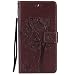 Produktbild Huawei Mate 9 Hülle, Chreey Prägung [Katze Baum] Muster PU Leder Hülle Flip Case Wallet Cover mit Kartenschlitz Handyhülle Etui Schutztasche [Dunkel Braun]