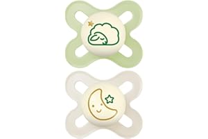 MAM Chupete que Brilla en la Oscuridad, Recién Nacidos, 0-2 Meses,Tetina Simétrica,Plana y Flexible de Silicona de Fácil Aceptación, con Caja Autoesterilizadora,Original, Neutro Mate, Pack 2uds