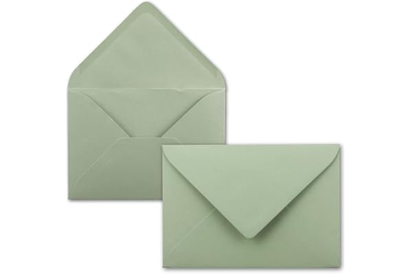 FarbenFroh Sobres de color verde eucalipto, 100 unidades, DIN C5, 22,0 x 15,4 cm, adhesivo húmedo, sin ventana, tarjetas de Navidad, felicitaciones