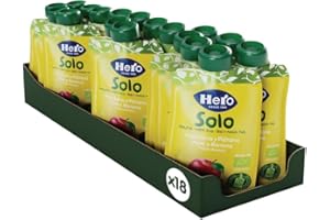 Hero Solo Bio Frutta Frullata 100% Bio, Senza Zuccheri Aggiunti, Purea di Mela e Banana - 18 Confezioni da 100 gr