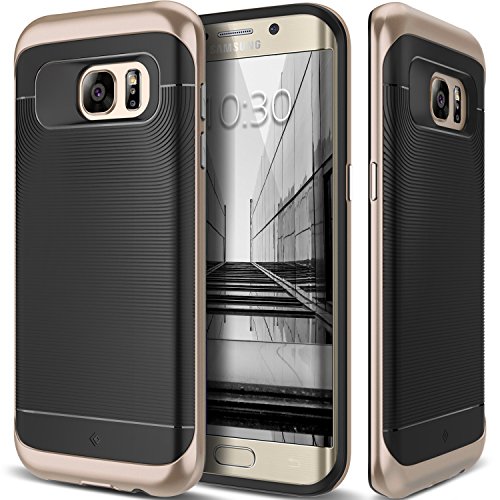 Caseology Funda Galaxy S7 Edge   Serie Wavelength  Protectora Doble Capa Texturizada con Ajuste de Precision y sujecion Segura  Negro Oro - Black Oro  para Samsung Galaxy S7 Edge  2016 