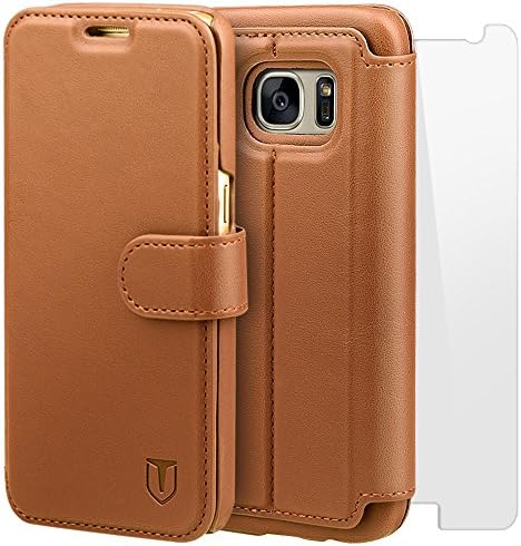 TANNC Galaxy S7 Case, Flip Leather Wallet Phone Case [Screen Protector Included] - [Layered Dandy] - [Card Slot][Flip][Wallet] - For Samsung Galaxy S7 Device - Brown