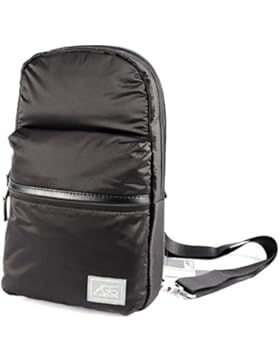 Nylon FX CREATIONS Laptop Pad Rucksack Schultertasche Freizeit Umhaengetasche schwarz 20 x 32.5 x 5.5cm