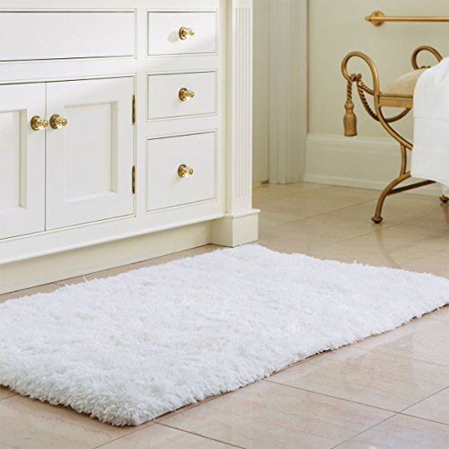 Lifewit Badematte Weiche Badevorleger Mikrofaser Badeteppich Rutschfest Antibakteriell Gummi Teppich 80x120cm Weiß - 2