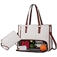 2 in 1 Tote Bag Lunch Bag Combo, 15.6 Inch Leakproof Tote Bags with Insulated Lunch Compartment, Large Capacity Computer Handbags for Women, Laptop Handbags with Purse for Business, Work