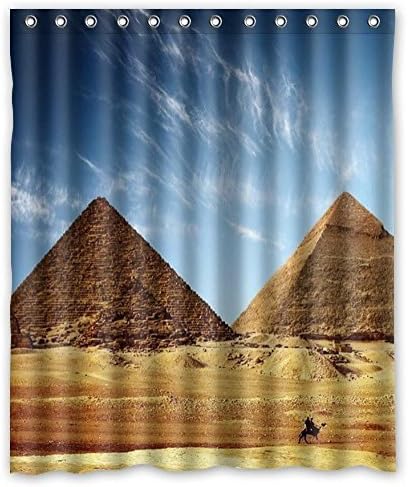 I-Manggo High Quality Modern Design Polyester Shower Curtain Waterproof Print Egyptian Pyramid Bath Curtains