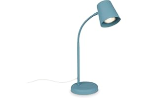 Briloner - Lampada da comodino, lampada da scrivania orientabile, lampada da tavolo GU10 per ufficio con interruttore a cavo, lampada da lettura, 9W, 130x385mm (DxA), metallo, blu