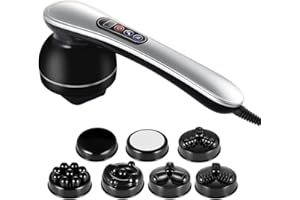 AOPOW Electric Handheld Massager Deep Tissue - Portable Muscle Body Hand Massage Machine with 4 Vibrating Massage Heads for Back Shoulder Neck Arm Waist Legs Foot Pain Relief