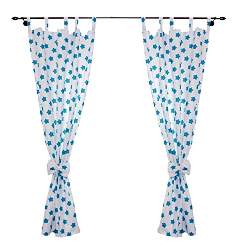 Kinderzimmer Gardinen 2er Set Vorhänge mit Schleifen Dekoschal 155x100cm Schlaufenschal Babyzimmer Kindergardinen - 2