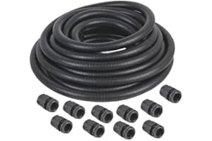 K M Electronics 20MM Flexible Conduit with Push-ON Gland CONNECTORS & LOCKNUTS Length 10M
