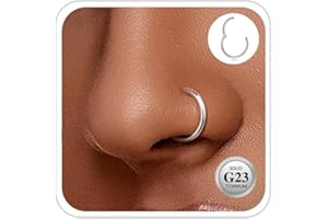 ESHIONER G23 Titanio Hipoalergénico Anillo de la Nariz Oro Plata Negro Septum Helix Cartílago Concha Anillos de Segmento Anillos de Labio 14G 16G Espesor 6MM/8MM/10MM/12MM Aro de Nariz 1 Pieza