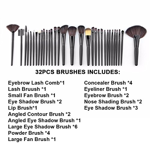 24teiliges Profi Makeup Pinselset mit Schwarzer Tasche UK von Kurtzy TM - 2