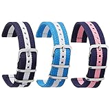 22mm Uhrenarmbänder für Männer Frauen Nylon-Uhrenarmband mit Edelstahl-Metallschnalle 3 Stück