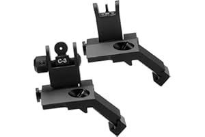 HWZ New Tactial Front and Real Flip up 45 Degree Offset Rapid Transition Backup Iron Sight for AR15