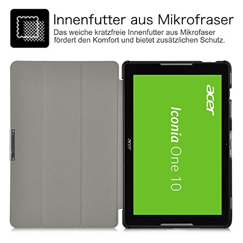 Acer Iconia One 10 B3-A30 Hülle, IVSO Ultra Schlank Superleicht Ständer Slim Leder zubehör Schutzhülle für Acer Iconia One 10 (B3-A30) 25,7 cm (10,1 Zoll HD) Tablet-PC perfekt geeignet (Schwarz) - 4