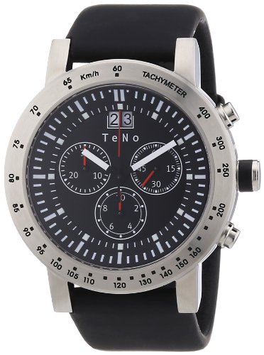 Teno - 089.8201.13 - Montre Femme - Quartz Chronographe - Bracelet Caoutchouc Noir