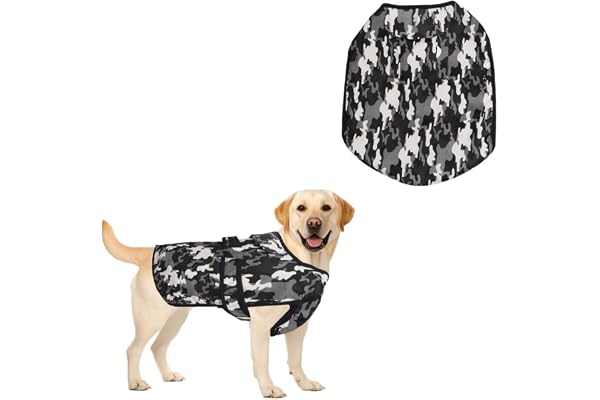 Sage Square Army Dog Winter Coat Jacket - Camouflage Windproof Pet Apparel, Warm Cozy Insulated for Cold Weather, Adjustable, Comfortable, Outdoor & Indoor Use (26Inch (XXL))