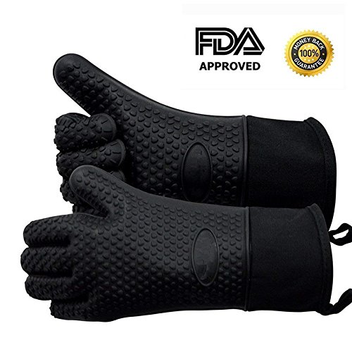 détail 500 °C extrêmement résistant à la chaleur, gants de cuisine en silicone Grill Gants Gants de four barbecue Gants antidérapant facile, sûr et pratique pour la cuisine, Pâtisserie, barbecue, Extra long – Heavy Duty pour Vivre de sécurité 1 paire