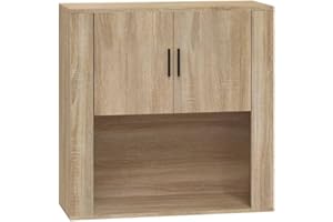vidaXL Armario de Pared Mueble Colgante Auxiliar Puertas Almacenamiento Cuarto Baño Sala de Estar Cocina Madera Contrachapada Roble Sonoma