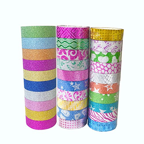Cdet 10X Patr  n Washi papel adhesivo pegatina DIY Crafts brillo decorativo enmascaramiento Scrapbooking 1 5cm   3m   Estilo aleatorio