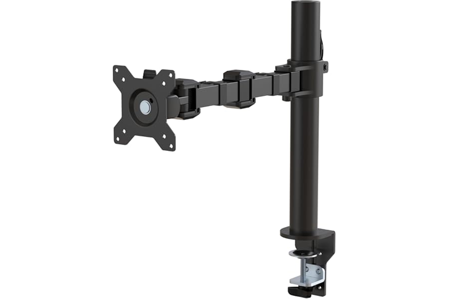 Amazon Basics Single Computer Monitor Stand Height Adjustable Desk Arm Mount, Steel, 76.2 CM, Black