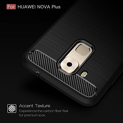 Funda Huawei Nova PLUS  XiDe Carcasa Ultra Delgado Ligero Silicona con Anti-Ara  azos Espalda Carcasa Fibra de Carbono Funda para Huawei Nova PLUS - Negro