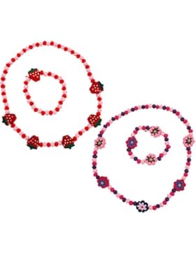 TOC Holzperlen Kette und Armband Set für Mädchen, elastisch