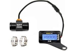 NORXI Medidor multifunción 4 en 1 para motocicleta Mini 4 metros (tacómetro RPM+temperatura del agua+voltímetro+reloj) 4 en 1 multímetro digital de calibre multifuncional(22 mm, derecho)