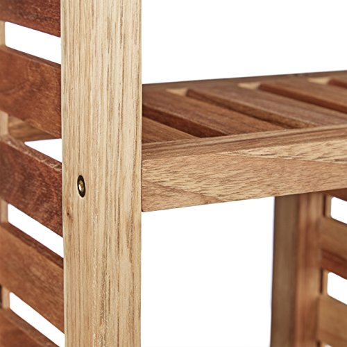 Relaxdays Wandregal Walnuss mit 5 Fächern, für Badezimmer, Flur und Wohnzimmer, Stauraum, HxBxT: 50 x 50 x 15 cm, natur - 4