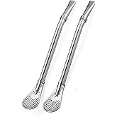 2-in-1 Stainless Steel Drinking Straws with Filter Spoon (2 Pack), Reusable Tea Filter Straw for Loose Tea, Coffee, Cocktails