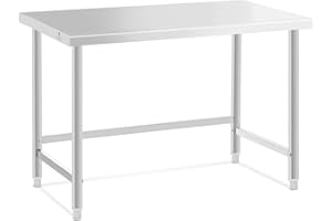 Royal Catering RCAT-120/60-PS Table de travail inox Plan de travail en inox Plan de travail professionnel Table de travail cuisine 120 x 60 cm 91 kg