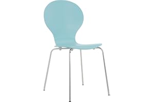 ‎CLP CLP Stapelstuhl Diego I Komfortabler Esszimmerstuhl I Metallgestell, Holzsitz I Ergonomisches Design I Platzsparend In Esszimmer Und Küche, Farbe:hellblau