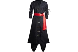 TAITURE One Piece Roronoa Cosplay Costume Roronoa Kimono Robe Cloak Cape Wano Country Black Outfits Halloween Suit for Men Women