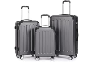 Boleedy Set di Valigie Rigide 3 Pezzi(55/66/76cm),Set Valigia Leggero in ABS Rigido con Lucchetto e Ruote a 360°,Grande Trolley per Business e Viaggio