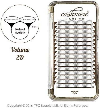 Cashmere Lashes® | Ellipse Flat Pre made Russian Fan Lashes | 2D 0.10 C D Curl Luxury Tray | Individual Eyelash Extensions (C mix)