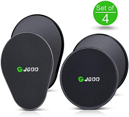 4 Pcs Gliding Discs Core Sliders, JGOO Fitness Sliding Discs Dual Sided Use on any surface, for CrossFit, Gym, Travel or Home Workouts, Upper Body Glutes Abdominal Training Full Body Workout, Black
