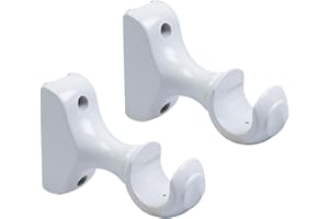 T Tulead 2PCS White Wooden Curtain Rod Bracket