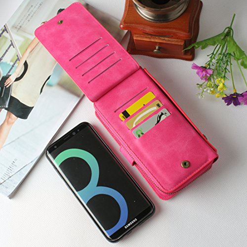 Galaxy S8 Hülle, Lively Life PU Leder Wallet Hülle Multifunktions Abnehmbare Reißverschluss Schutzhülle Flip Case Cover mit Kartenfächer Card Slot Geldbörse Geldbeutel Schutz Tasche für Samsung Galaxy S8 – Rosa - 6
