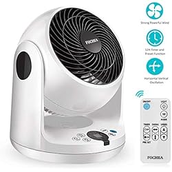 Ventilateur de Table, FOCHEA Puissant Ventilateur Air Froid Multifonction avec Télécommande, Timer, Ventilateur de Circulation d'air Oscillation Horizontale & Verticale Automatique