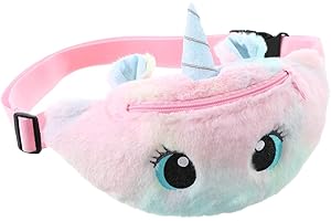 dressfan Riñonera Unicornio Riñonera Niños Linda Bolso de la Honda Bolso de Pecho Ligera Felpa Bolsillos con Cierre Cremallera Niñas Mujeres