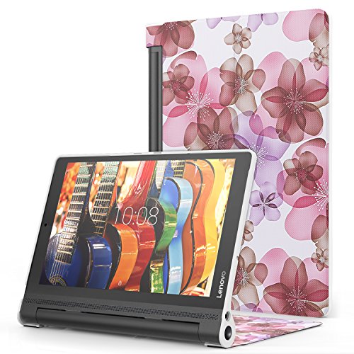 MoKo Lenovo YOGA Tab3 Plus 10.1 Hülle - Ultra Leightweight Slim Schutzhülle Smart Cover für Lenovo YOGA Tab 3 Plus (YT-X703F) 10.1 Zoll 2016, Blumen Violett (nicht für Yoga Tab 3 10.1)