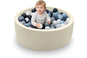 hoopyosms Piscina di Palline in Schiuma per Bambini e Neonati, Morbida e Rotonda, Schiuma Memory per Gioco Morbido (Senza Palline Incluse), Beige