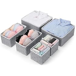 MaidMAX 6 Organiseur de Tiroir Pliable Non-tissé pour sous-vètements, Boîte de Rangement pour Armoire et tiroir de Placard, paniers de Rangement pour Chambre d'enfant, Gris et Blanc Zigzag