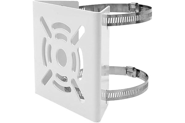 Bectro Pole Mount Camera clamp Bracket with 2 Nos. 100 MM SS Loops, for CCTV Security Camera Indoor Outdoor Universal Compatible, White