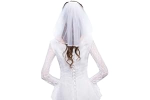 Wedity Voile de mariée en cristal court à 1 niveau en maille douce avec peigne - Accessoire pour cheveux pour femmes et filles (ivoire) Taille unique