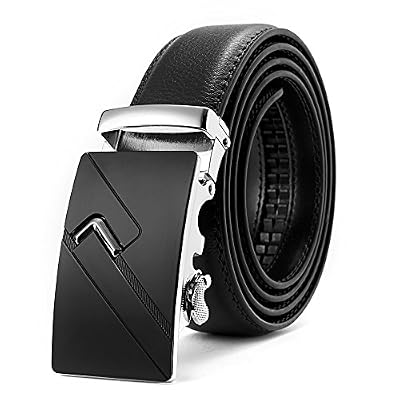 AKPOWER Ceinture pour Homme en Cuir avec Boucle Automatique en Acier Inoxydable 3,5cm Largeur