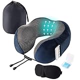 OneChois Reise Nackenkissen, Memory Foam Nackenhörnchen, bequemer & atmungsaktiver Bezug, U Geformte Reisekissen für Flugzeug Car & Home Travel Kit (Dark Blue) OneChois Reise Nackenkissen, Memory Foam Nackenhörnchen, bequemer & atmungsaktiver Bezug, U Geformte Reisekissen für Flugzeug Car & Home Travel Kit (Dark Blue)